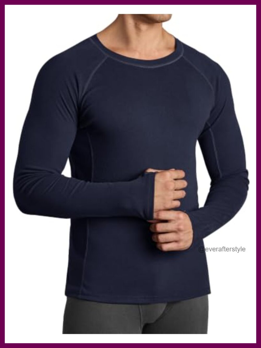 Mens Thermal Undershirt Raglan Sleeve Base Layer Thumbholes Crewneck Slim Fit